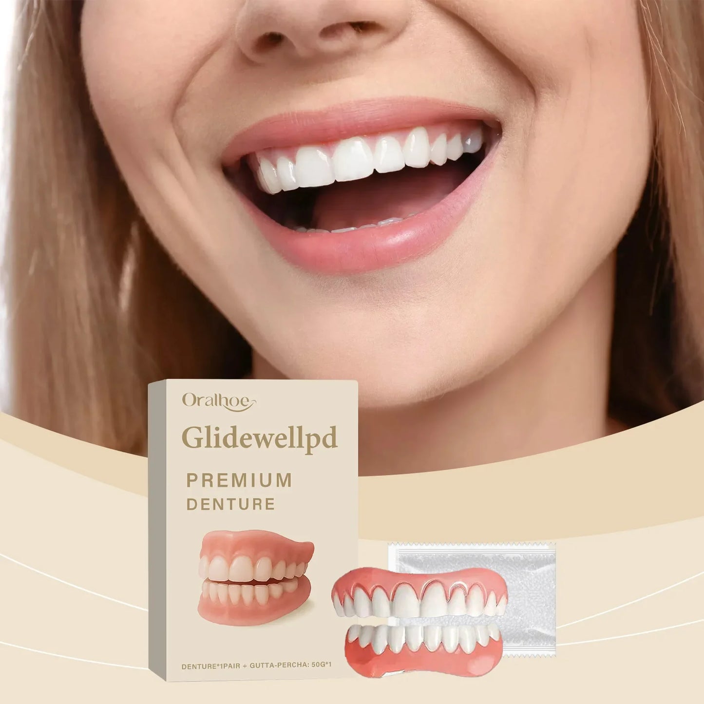 Oralhoe Soft Silicone Temporary Dentures Full Set – Upper & Lower