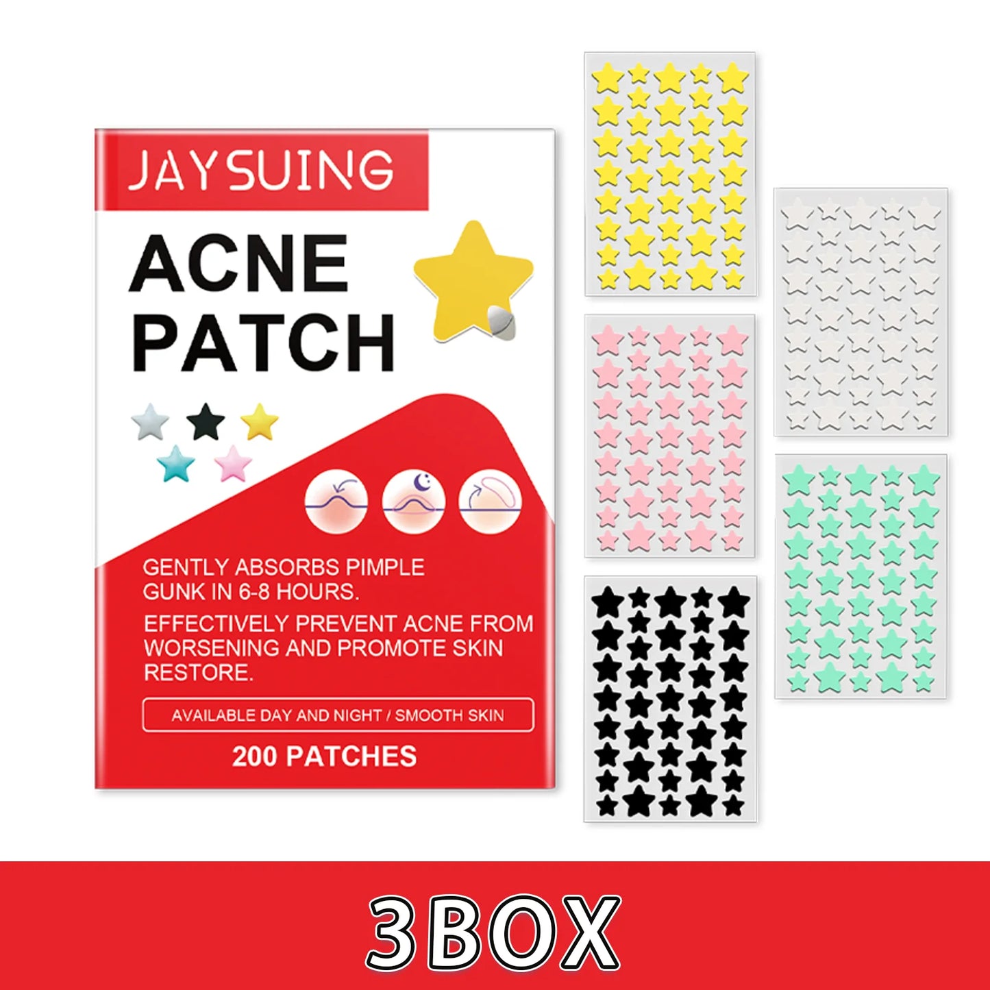Hydrocolloid Acne Patches 200pcs | Star-Shaped Blemish Dots