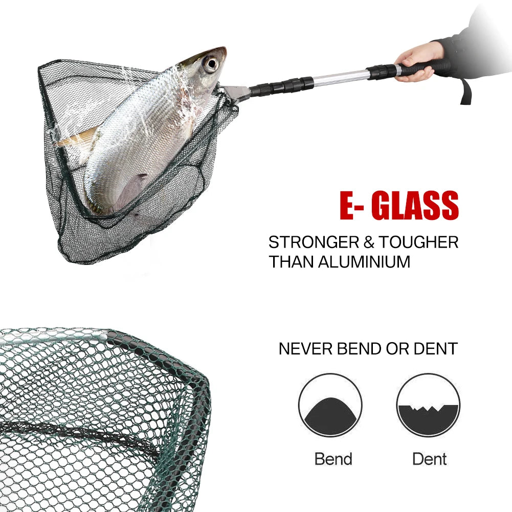 Ultra-lightweight Foldable Fishing Net 1.3m Durable Aluminum Alloy Telescopic Handle Ideal For Outdoor Pond River Ocean Fishing Peaceful Pleasures Health and Wellness