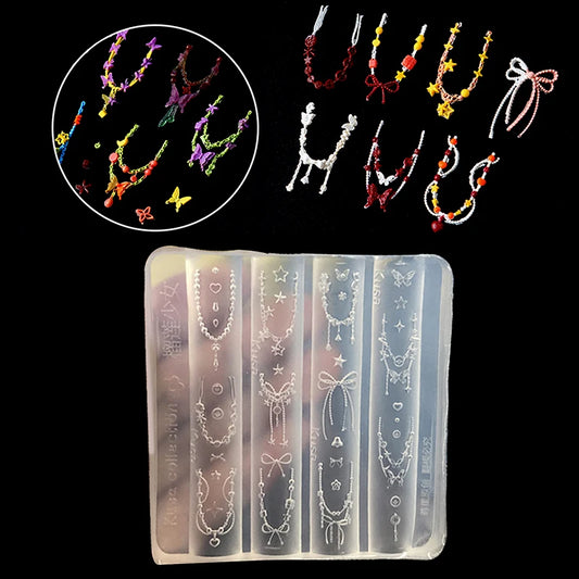 Cartoon Silicone Nail Bead Chains Carving Bow Mold Nail Decorations Nails DIY Design Stereoscopic Stamping Plate Manicure Tools Peaceful Pleasures Health and Wellness