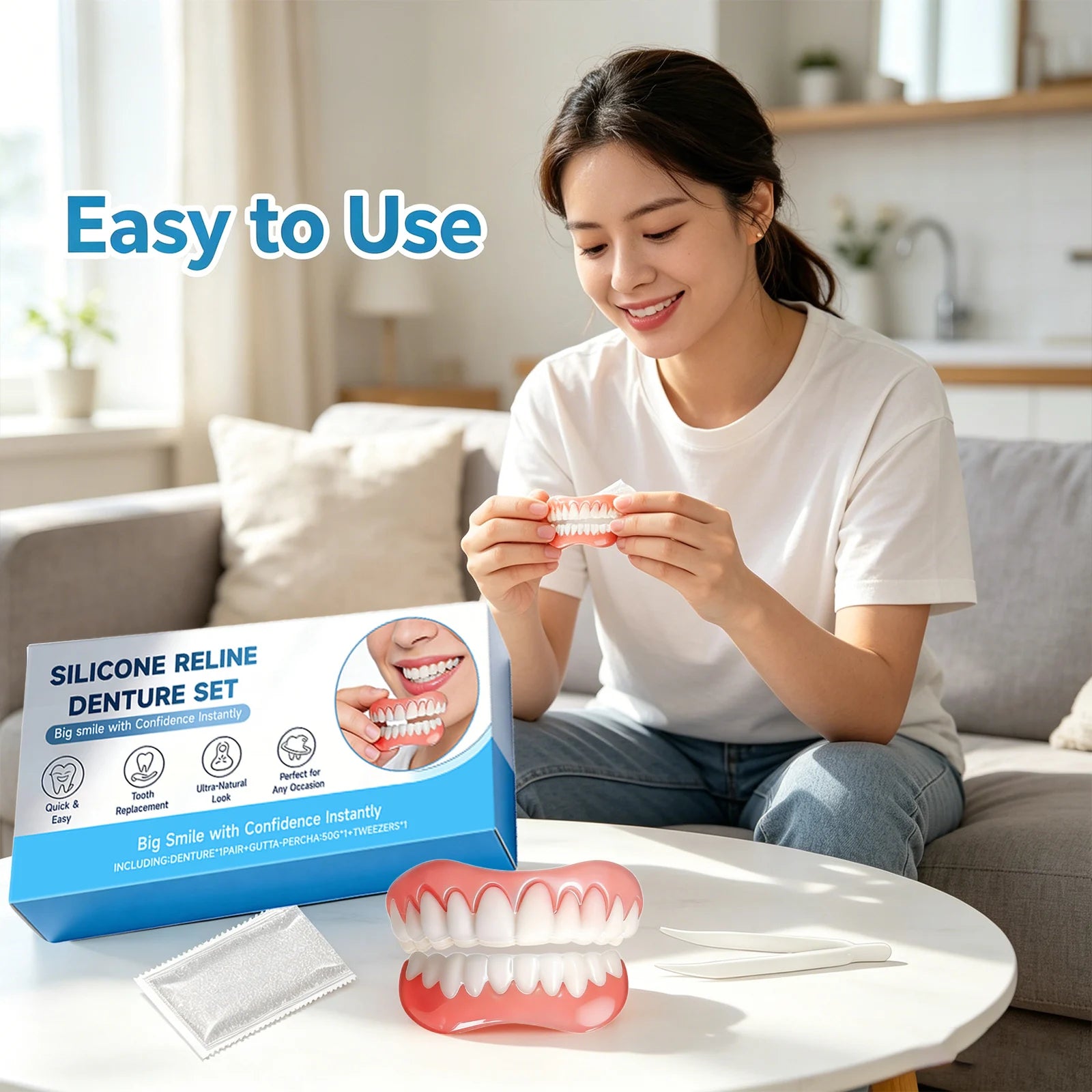 Silicone Reline Denture Set – Veneer Teeth Kit, Lightweight Fit Denture Reline Kit Peaceful Pleasures Health and Wellness