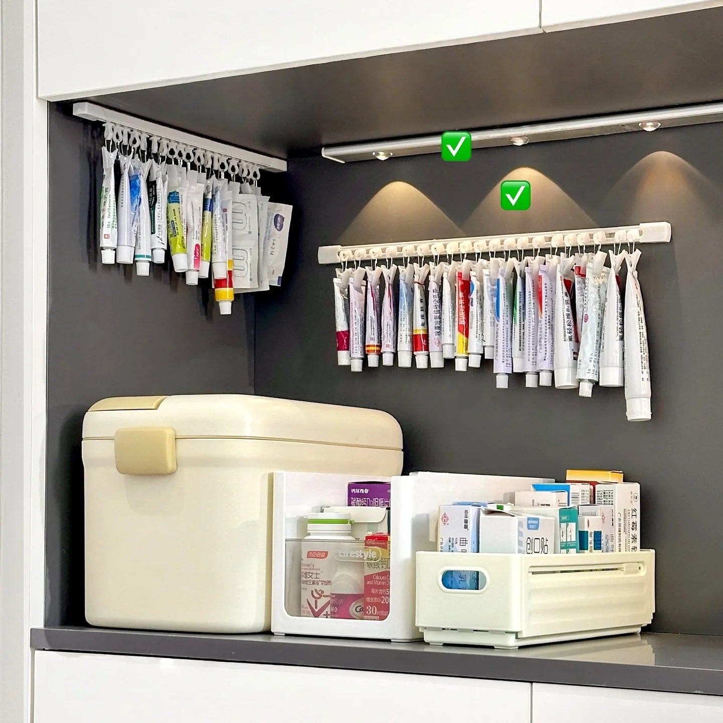 Cabinet Door Hanging Storage Rack | Slide Rail Tube & Clip Organizer