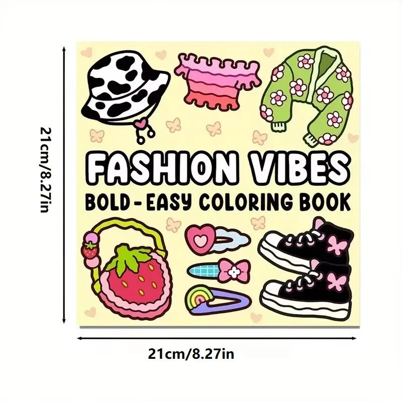 Fashion Vibes Bold Easy Coloring Book Adults Teens 52 Pages Stress