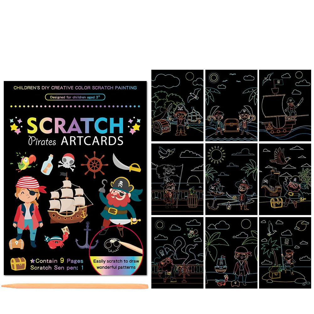 Children Scratch Painting Magic Rainbow Colors Art Card Books Early