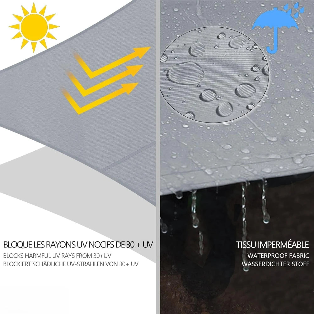 Triangle Sun Shade Sail 98% UV Block Waterproof Canopy for Patio