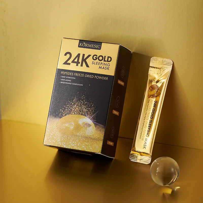 24K Gold Sleep Facial Mask – Hydration & Brightening 20pk