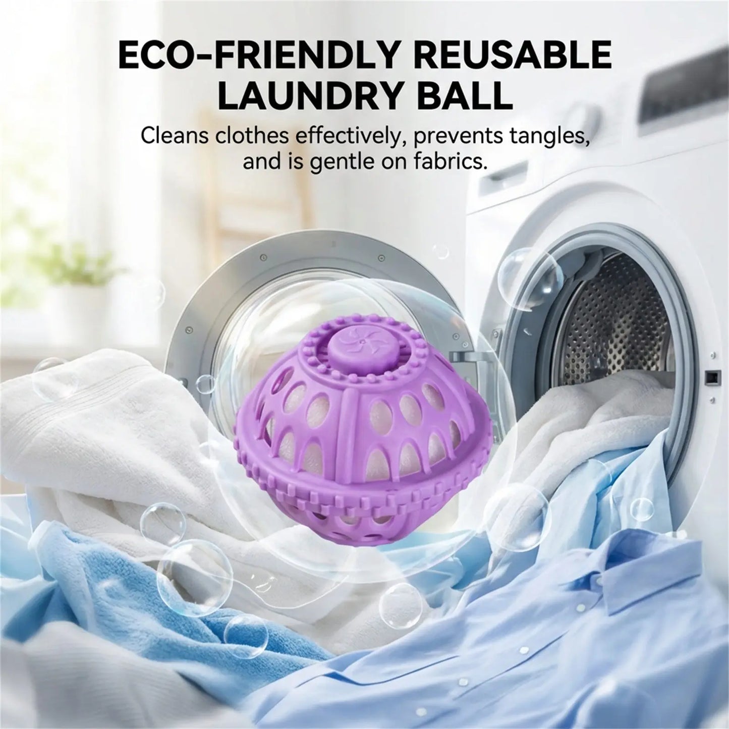 Laundry Ball For Washing Machine Anti Tangling Drum Cleaner Stain Remover Washing Ball Durable Friendly Material Compatible With Peaceful Pleasures Health and Wellness