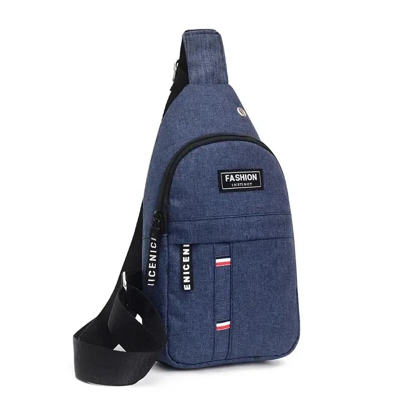 Men's fashionable, convenient, casual, waterproof, adjustable shoulder strap, large capacity waist bag suitable for outdoor acti Peaceful Pleasures Health and Wellness Blue