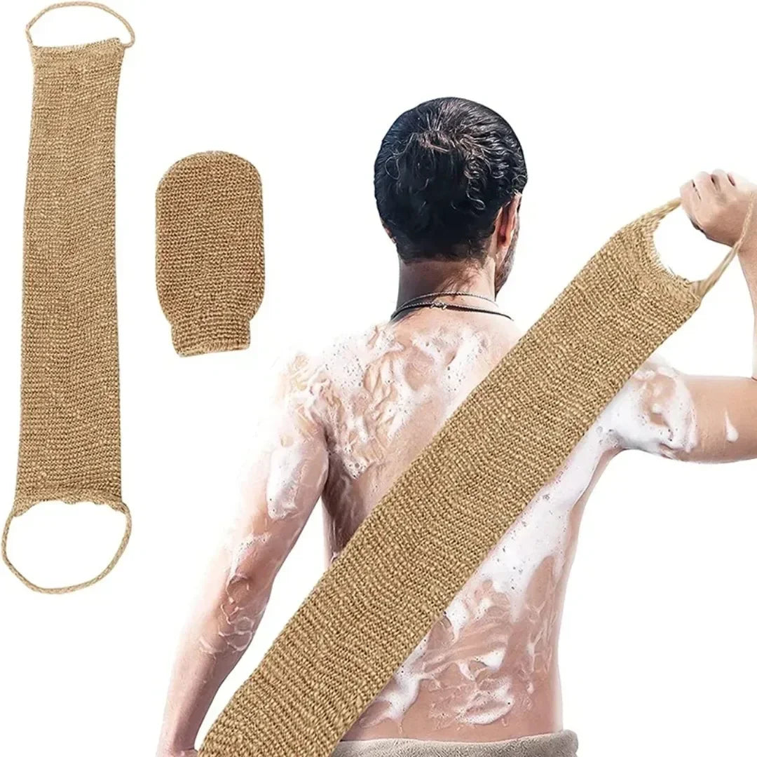 Hemp Jute Exfoliating Back Scrubber & Gloves Bath Set Exfoliating Bath Set Peaceful Pleasures Health and Wellness
