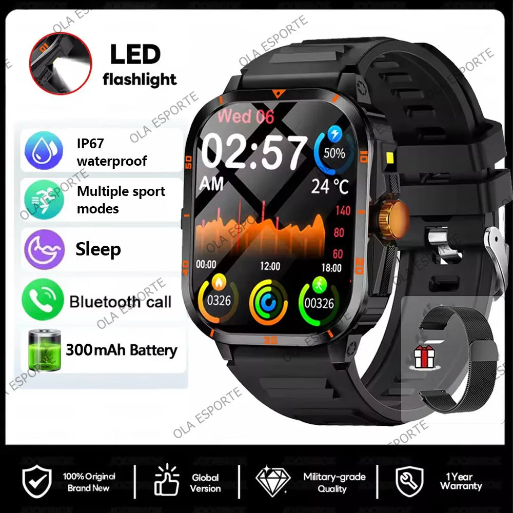 Military Smartwatch 2.01" HD Bluetooth Call Waterproof | Men