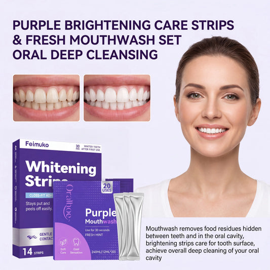 Purple Teeth Brightening Strips & Mouthwash Dental Kit Oral Care Kit Peaceful Pleasures Health and Wellness
