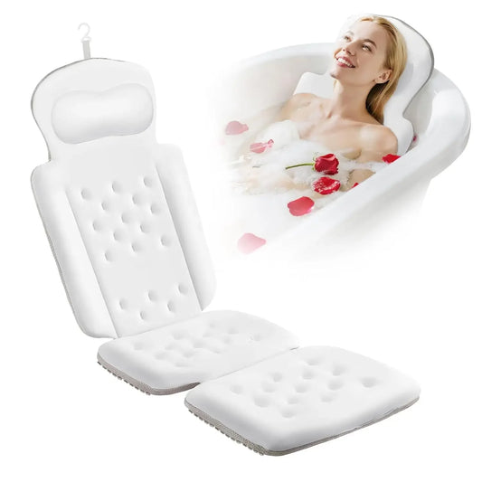 Full Body Bath Pillow 192 Suction Cups, Head & Neck Support, 51x16 In Peaceful Pleasures Health and Wellness United States