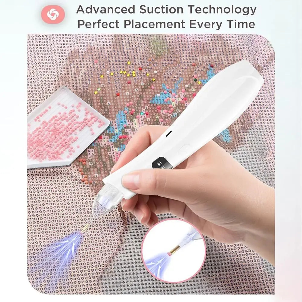 Portable Automatic Diamond Painting Pen Wireless DIY Diamond Paint Suction Device Practical 4 Replacement Tips Peaceful Pleasures Health and Wellness