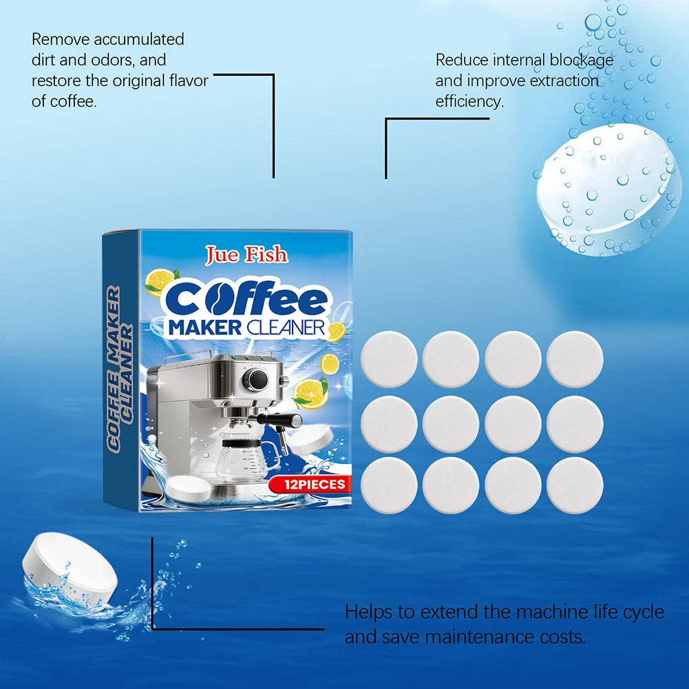 Coffee Machine Cleaner Descaler Tablets Coffee Maker Deep Cleaning Grinder Descaling Cleaning Tabs Universal Effervescent Tablet Peaceful Pleasures Health and Wellness