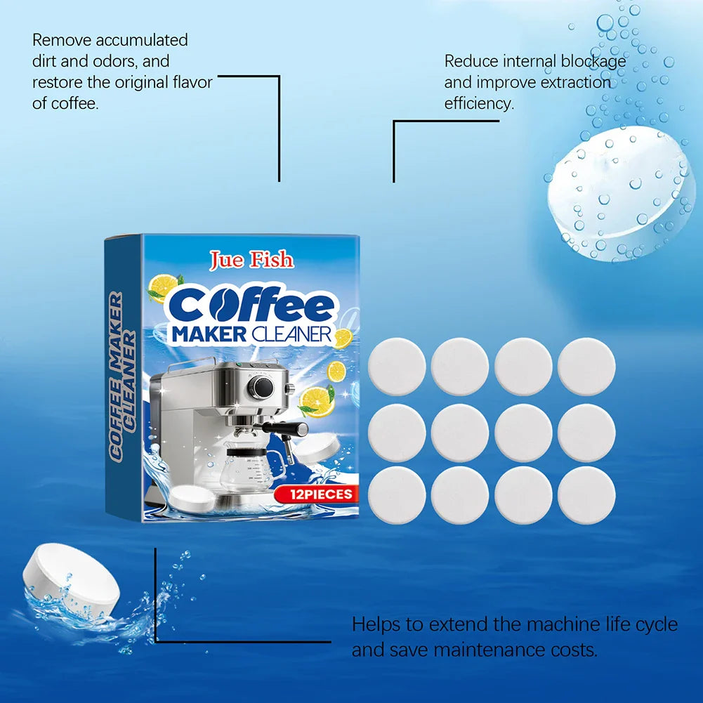 Coffee Machine Descaler Tablets – Universal Deep Cleaner 12-Pack