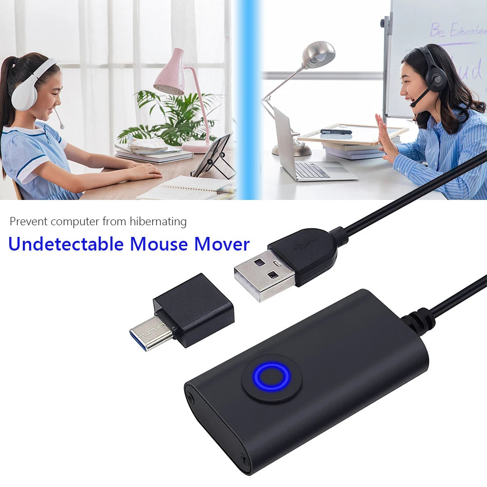 2-in-1 USB & Type-C Mouse Jiggler with ON/OFF Switch Peaceful Pleasures Health and Wellness