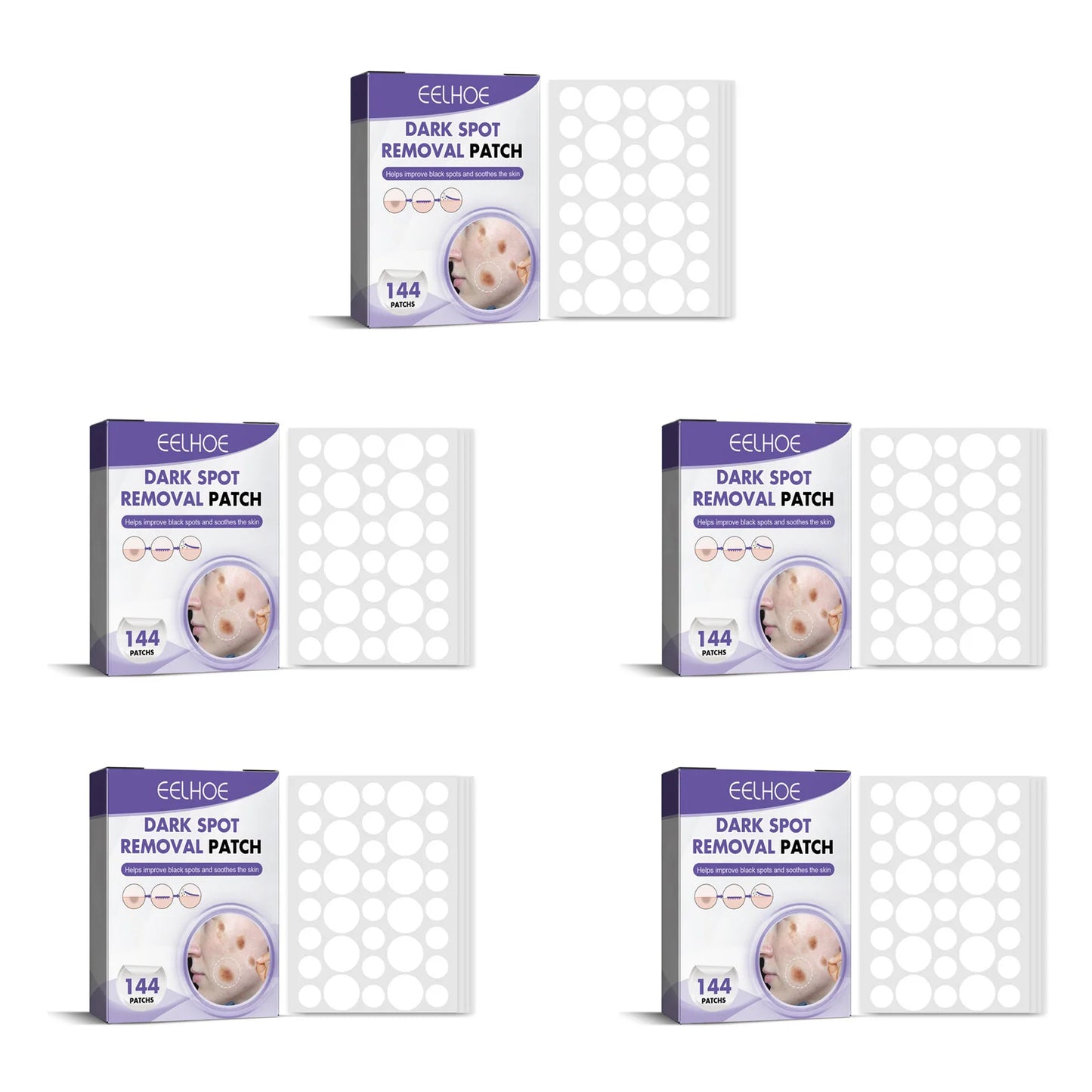 Dark Spot Correcting Patches – Fade Melasma & Brighten Skin Peaceful Pleasures Health and Wellness 5 x 144pcs Boxed