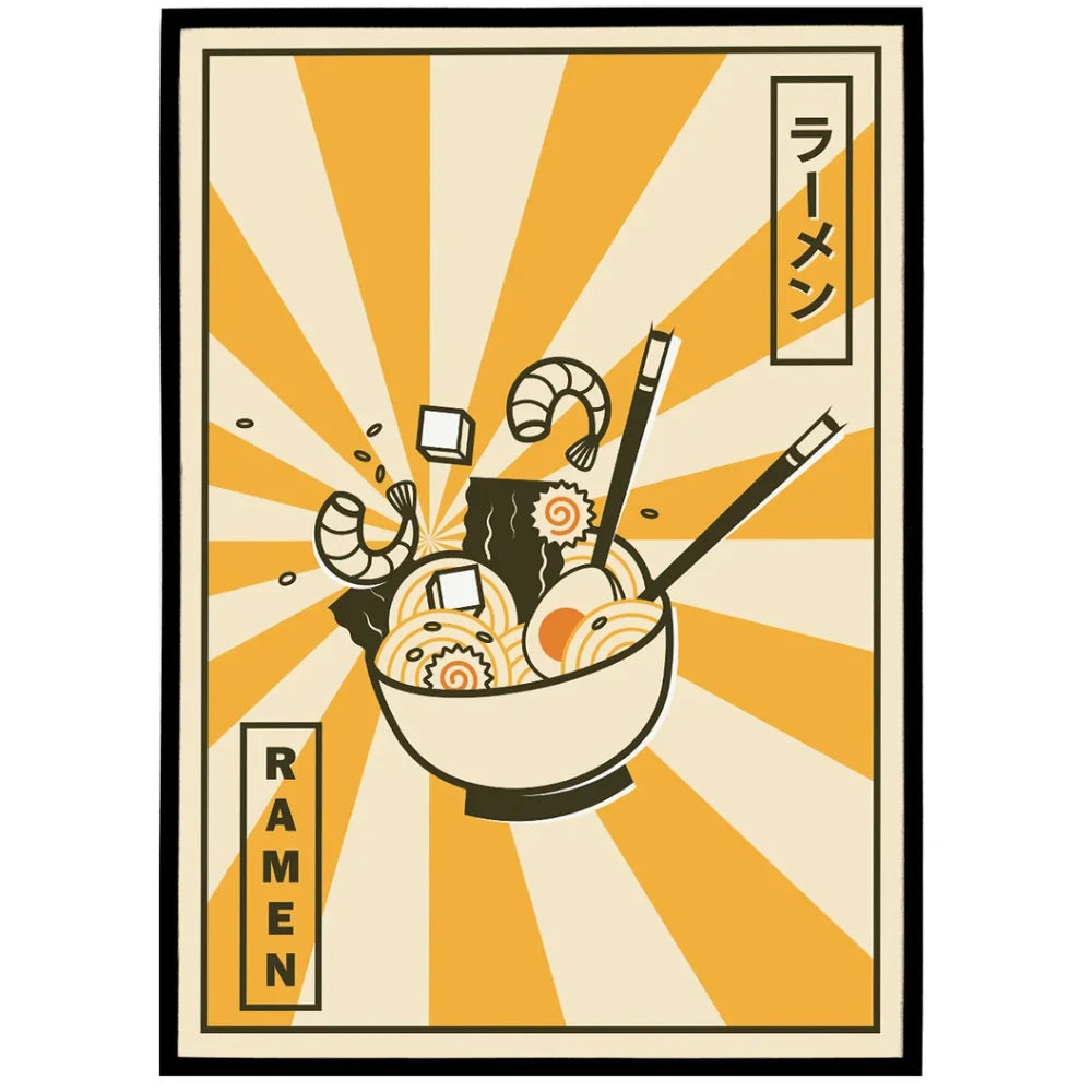 Kawaii Japan Ramen Sushi Vintage Canvas Wall Art Poster
