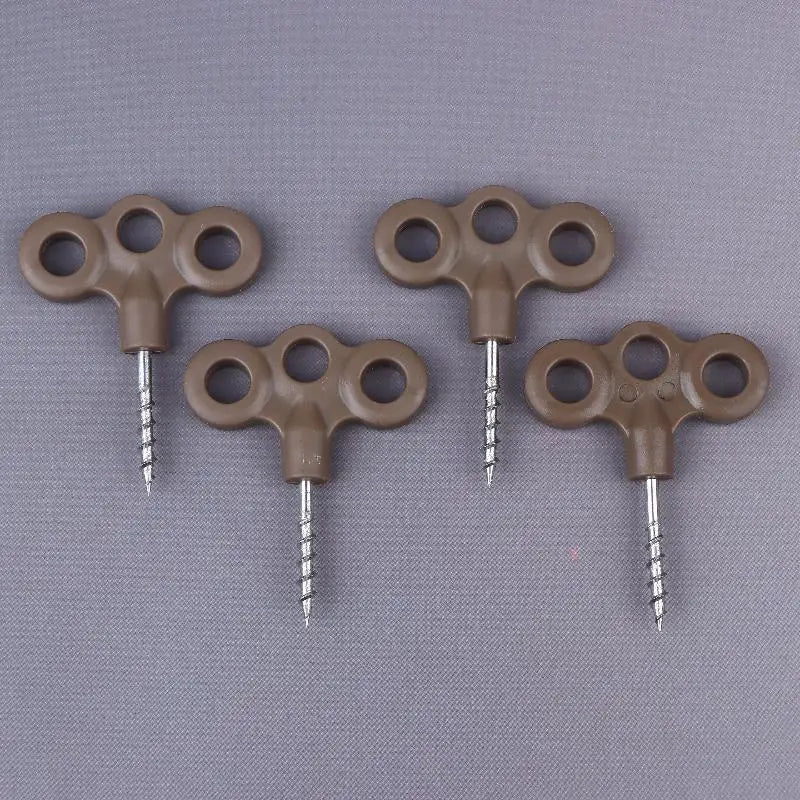 4-Pack 3-Eye Screw Tent Stakes | Stainless Steel Camping Pegs
