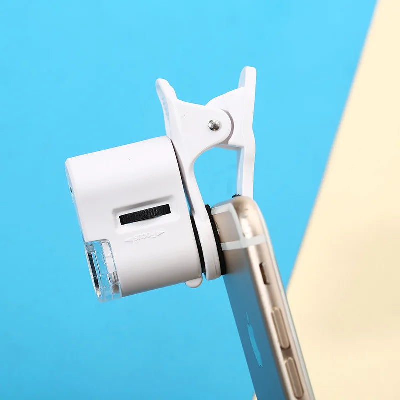 60X Clip Microscope LED & UV Light | Phone Magnifier