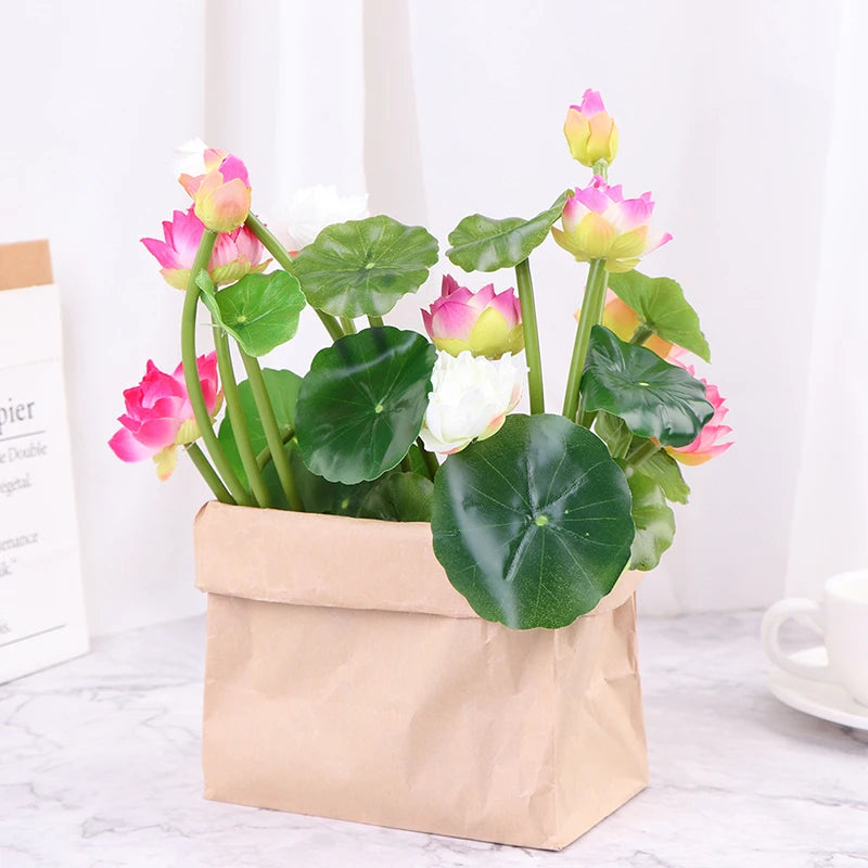 Artificial Silk Lotus Water Lily Flowers – Home Decor Bouquet