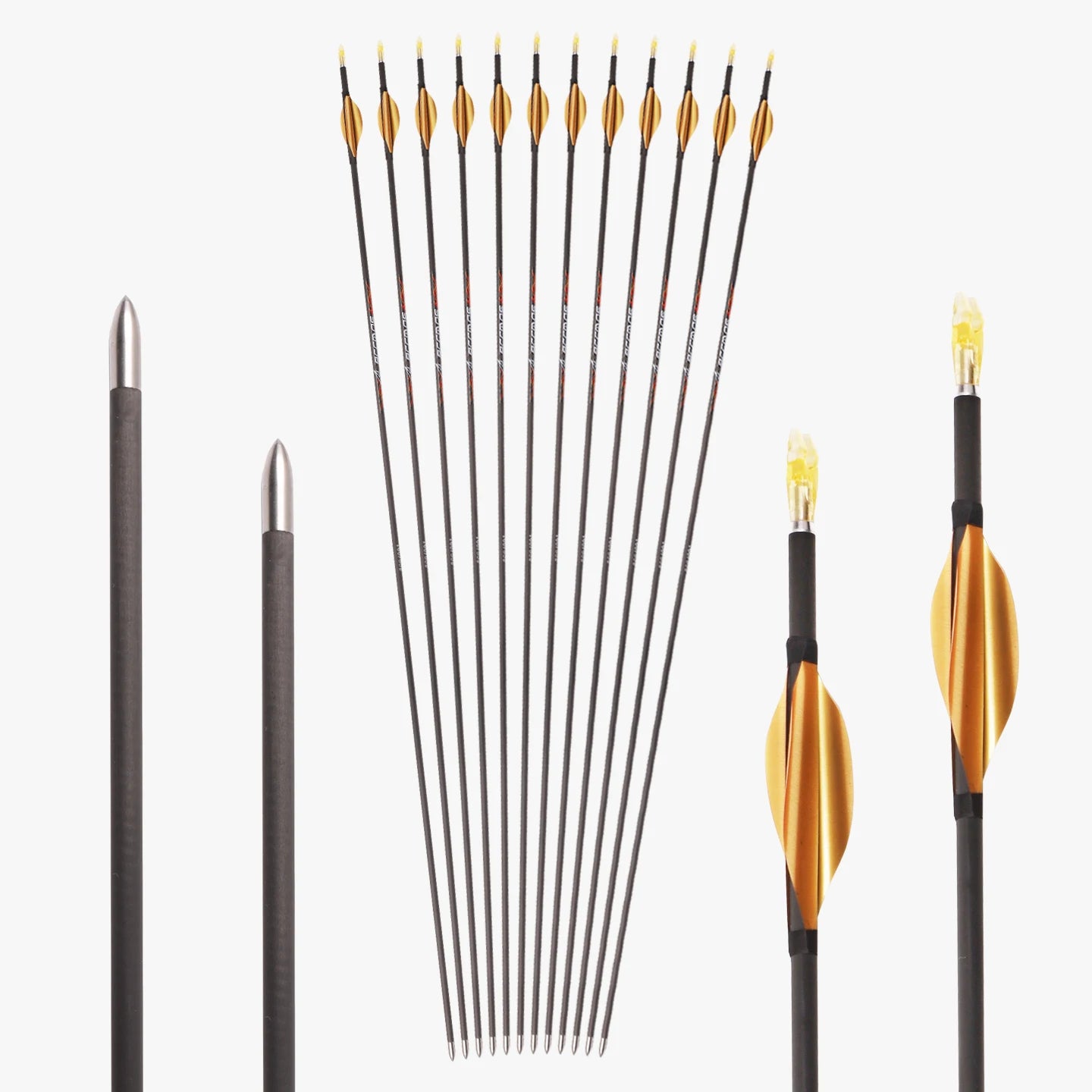 Golden Spin Feather Arrow Pure Carbon ID4 2 Spine 300-1800 Shaft