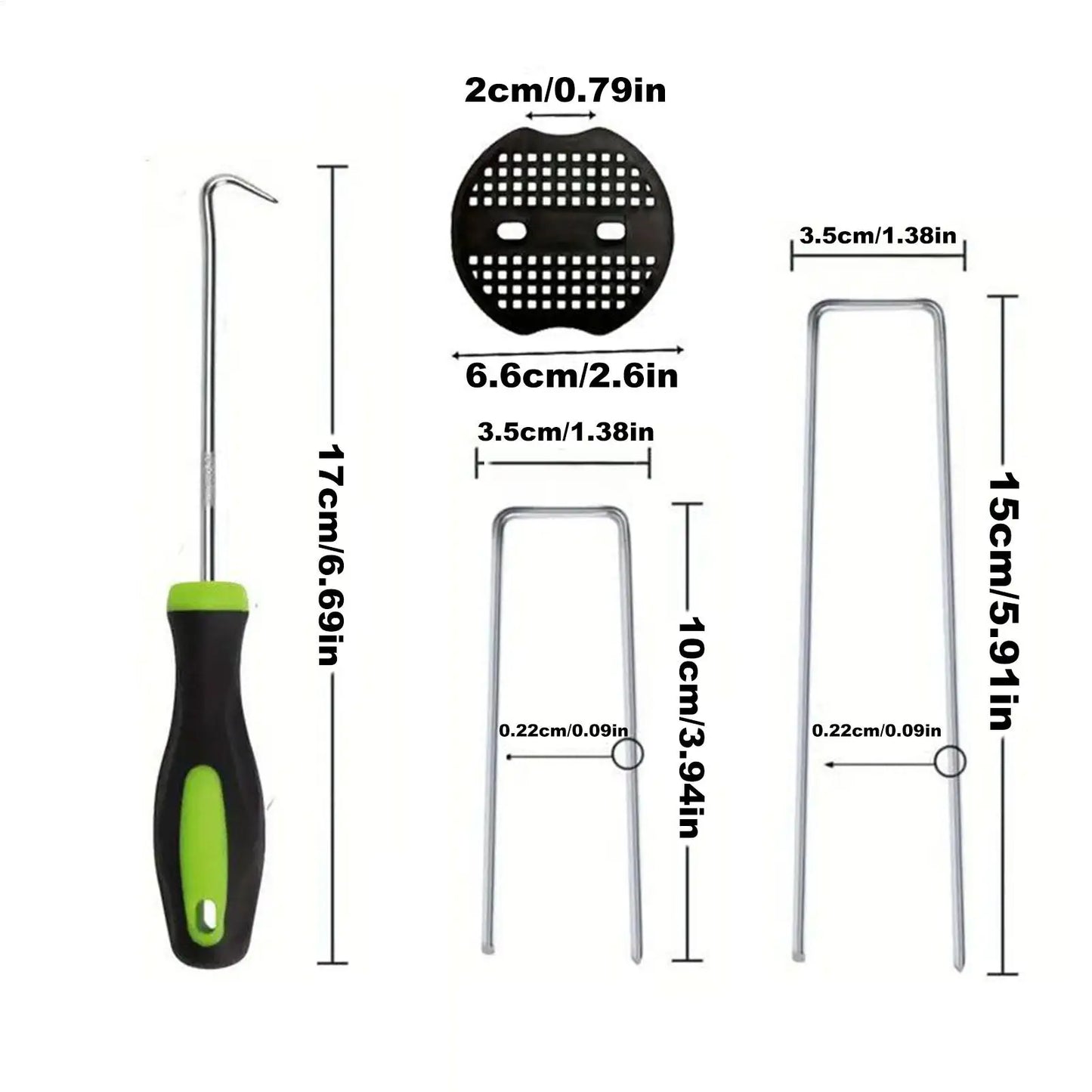 Ground Stakes 6 Inches U Shape Spikes Pegs With Gasket Landscape Pins With Pick Hook For Outdoor Yard Lawn Patio Greenhouse Peaceful Pleasures Health and Wellness
