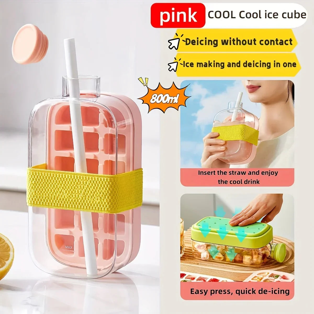 12-Grid Food-Grade Ice Cube Tray with Lid | 500/800ml Combo