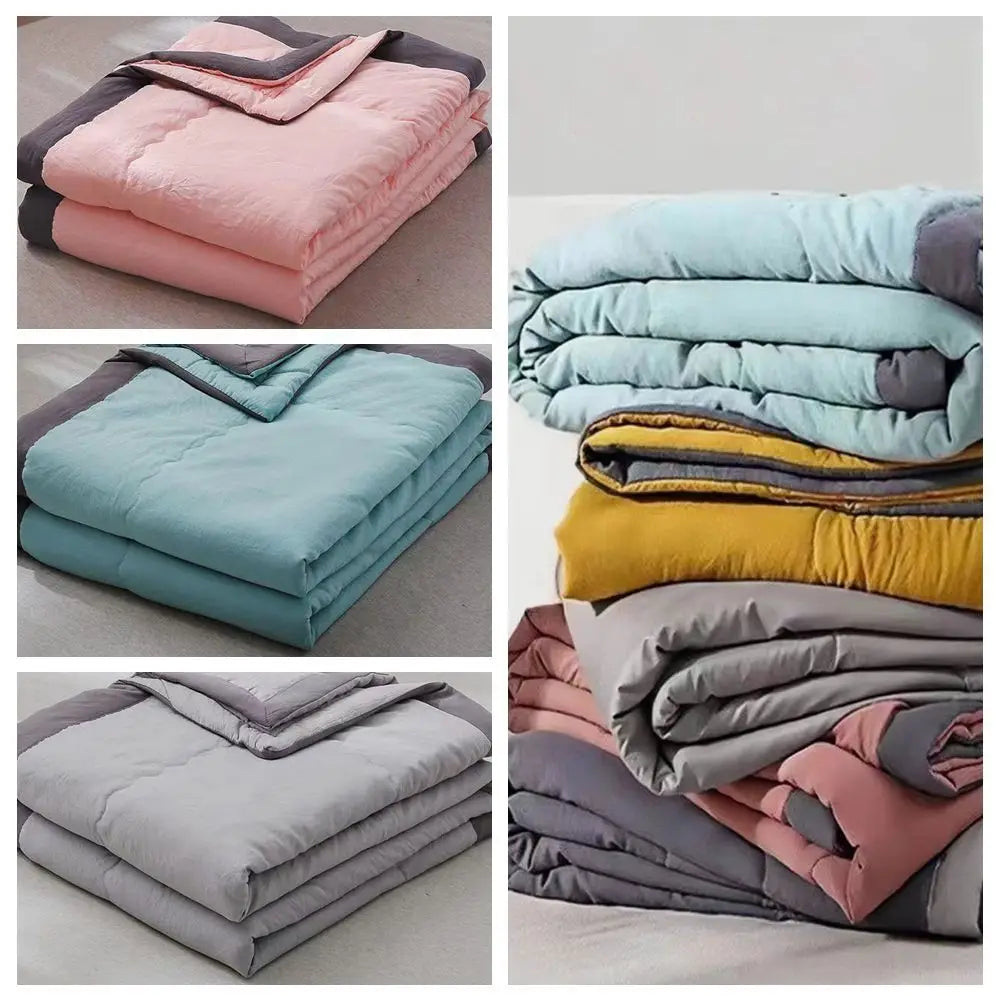 Double Sided Cooling Blanket Skin-Friendly Breathable Conditioning Quilt Lightweight Solid Color Cooler Quilt Spring Summer Peaceful Pleasures Health and Wellness