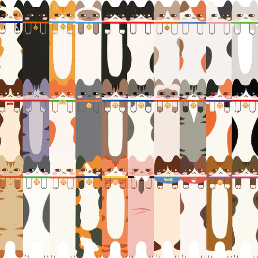 Bview Art Kawaii Cartoon Cat Bookmarks Feline Design Journaling Peaceful Pleasures Health and Wellness 30pcs
