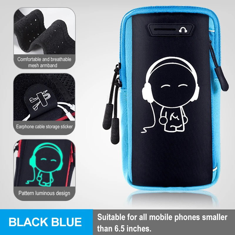 armband for cell phone running arm Cell phone running bag Running racing accessories Sports phone armband Bag for cellphone Peaceful Pleasures Health and Wellness Blue (6.5 inch)
