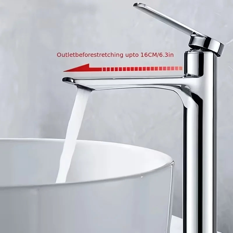 Zinc Alloy Bathroom Basin Faucet | Single Hole Long Spout