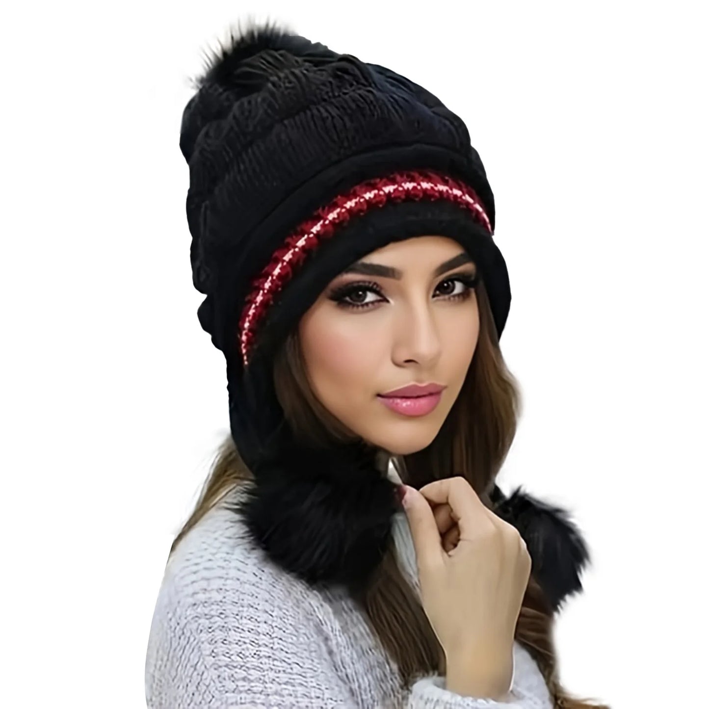 Women's Knitted Warm Hats Soft Stretch Thick Knitted Skull Cap Beanie Suitable for Cold Weather Peaceful Pleasures Health and Wellness black