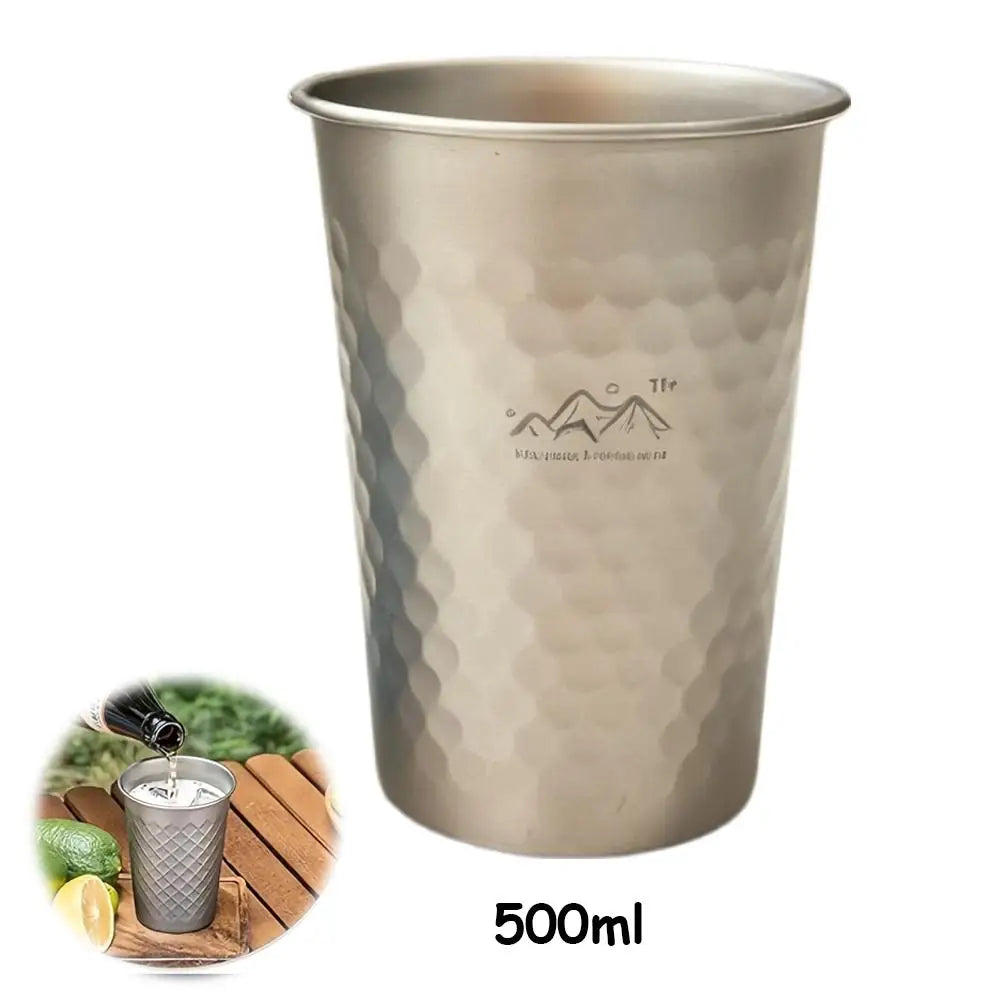 350/500/600ml Portable Outdoor Coffee Tea Mug Ultralight Pure Titanium Camping Cup Picnic Beer Juice Cup Camping Tableware Peaceful Pleasures Health and Wellness 500ml