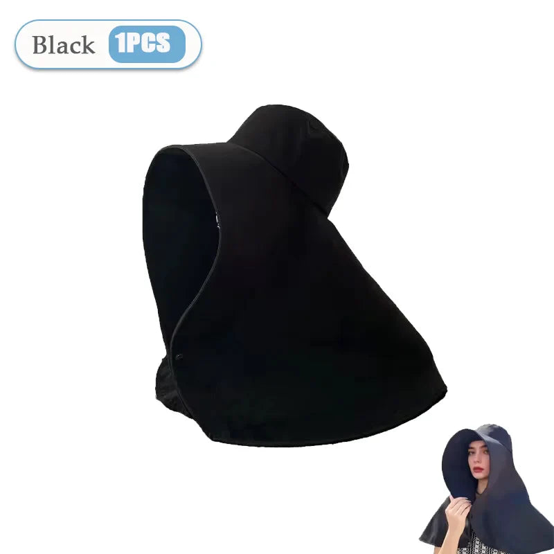 Women's Wide Brim Sun Hat – UV Face Cover & Neck Flap
