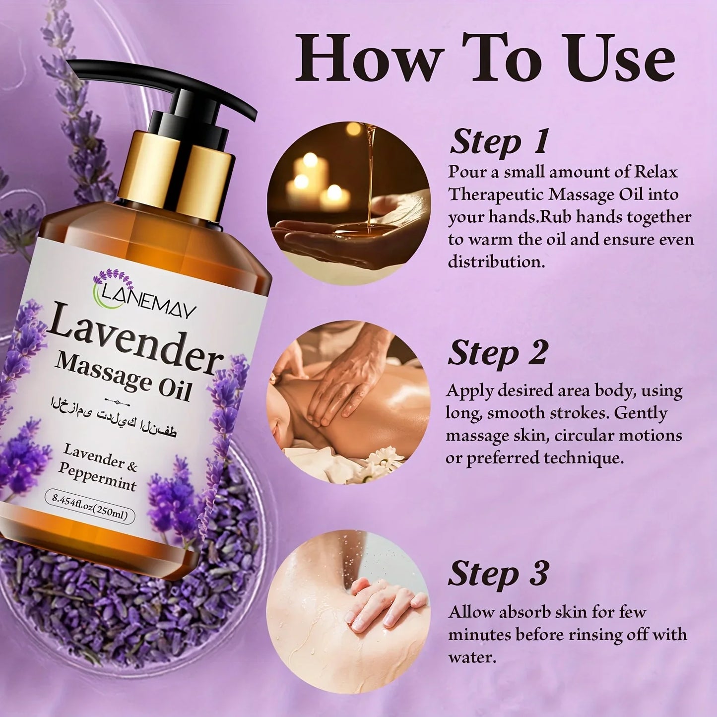 Lavender & Cooling Mint Massage Oil – Paraben-Free 250ml