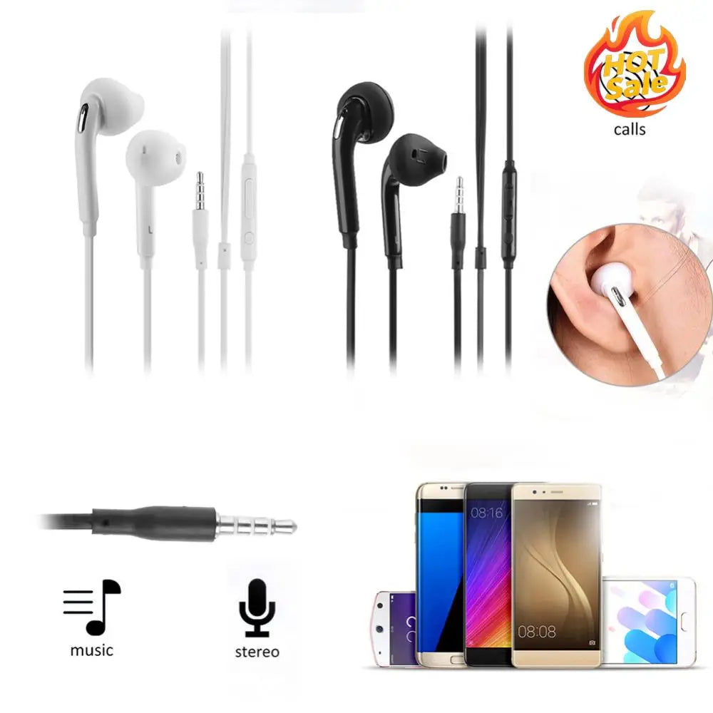 3.5mm Flat Wired Earbuds – Stereo In-Ear Headset with Mic
