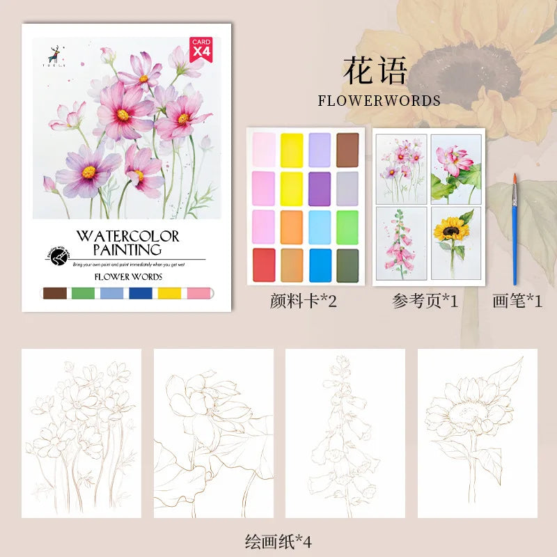 Bview Art Parent-child Gouache Painting Watercolor Pads DIY Coloring