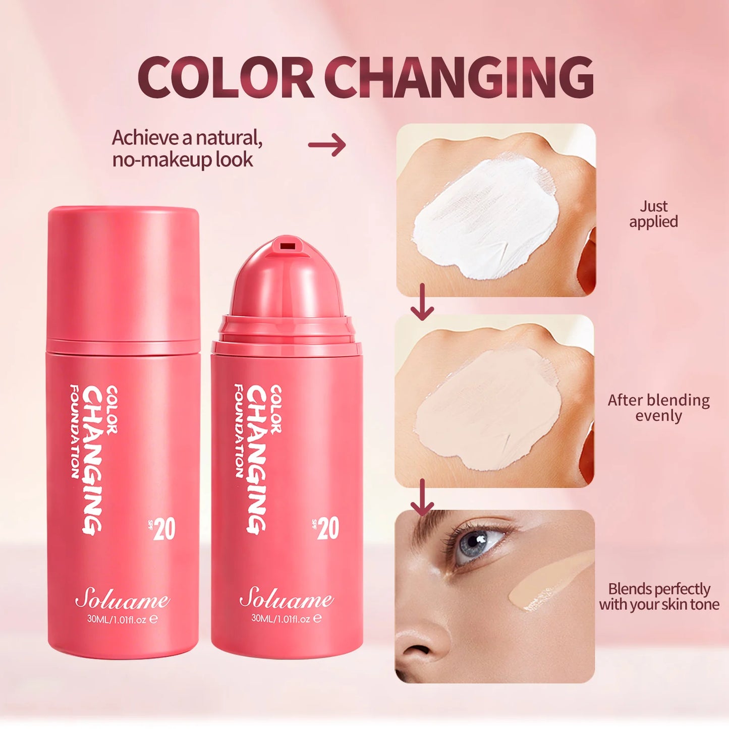 Color Changing Foundation SPF 20 | Self-Adjusting Coverage Peaceful Pleasures Health and Wellness