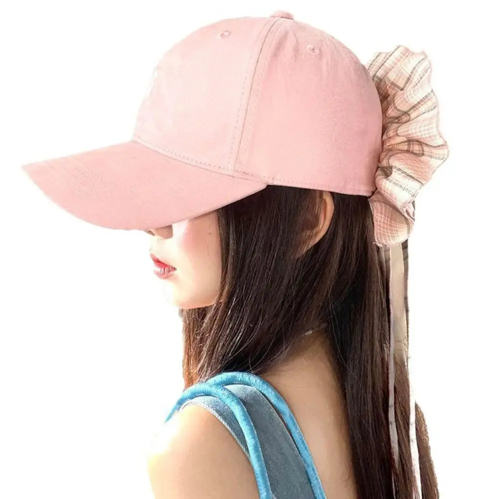 Embroidered Cotton Baseball Cap – Ribbon Strap Sun Hat