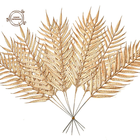 Golden Artificial Palm Leaves – Wedding, Sukkot & Holiday Decor Artificial Palm Leaves Peaceful Pleasures Health and Wellness Golden 12PCS