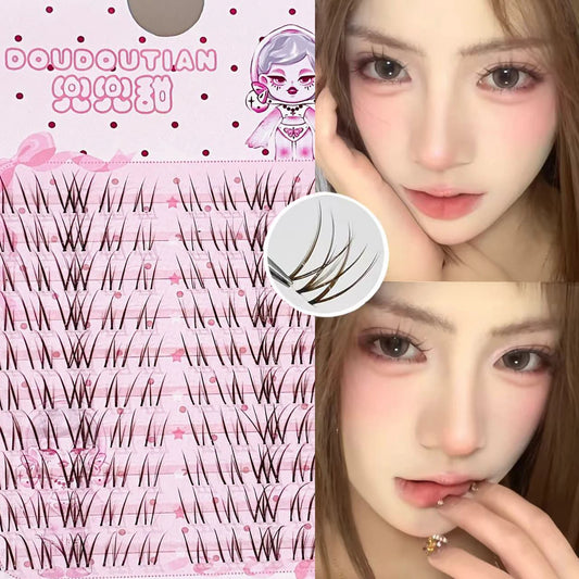 3/10 Rows Sweet Brown Wispy False Eyelashes Natural Airy Manga Style Eyelash Extension For Beginners 7-12mm Perfect Eye Makeup Peaceful Pleasures Health and Wellness