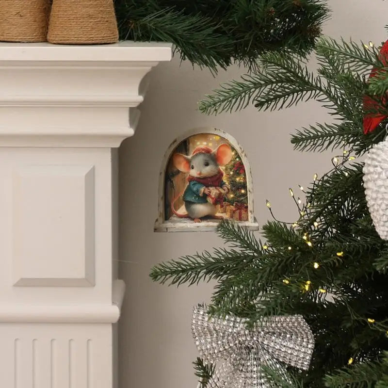 Christmas Mouse Hole Wall Stickers | Festive Home Decor