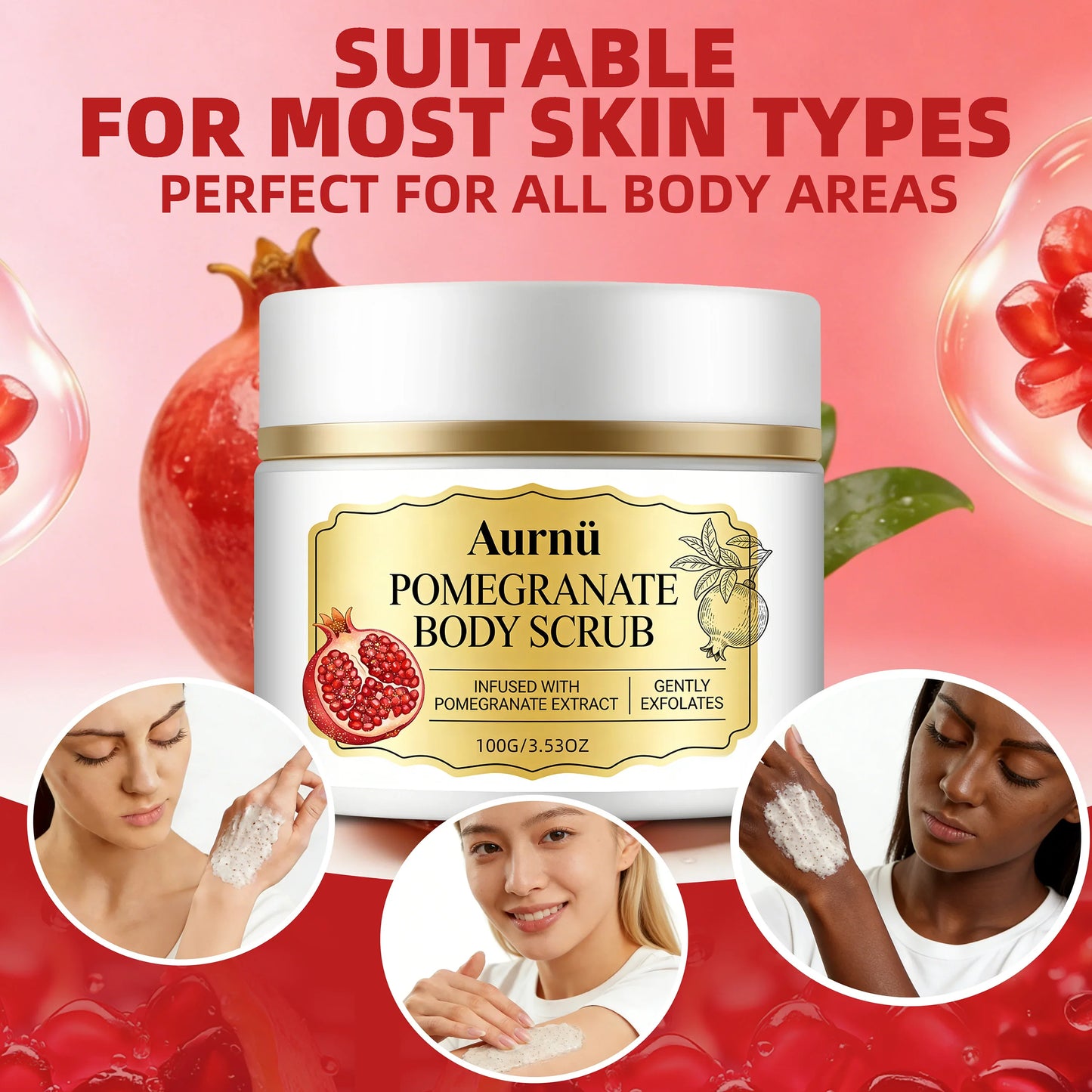 Aurnü Pomegranate Body Scrub – Hydrating & Gentle Exfoliant