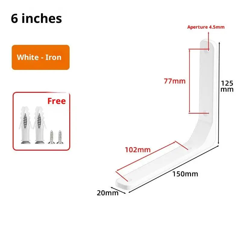 1PC Wall Mounted Shelf Angle Brackets Industrial Floating L Shelf Bracket Thick Heavy Duty Peaceful Pleasures Health and Wellness 1pc White 150X125MM