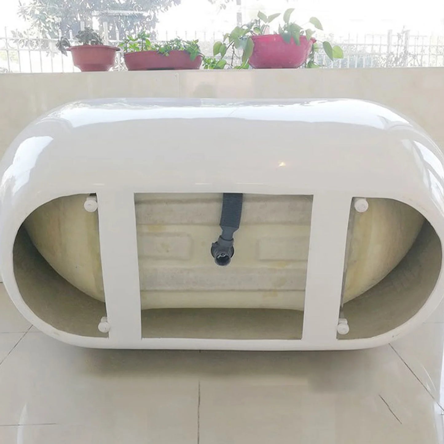 Low Profile Trap Flexible Bathtub Shower Drain Pipe Gray ABS Flat Tub