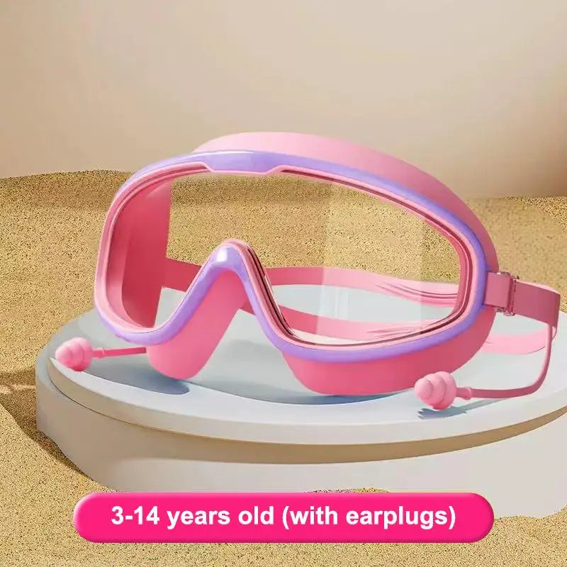Kids Anti-Fog Swim Goggles | Big Frame HD Swimming Glasses Kids Swim Goggles Peaceful Pleasures Health and Wellness Pink