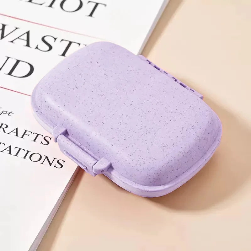 8 Grids Mini Portable Pill Box Travel Medicine Holder Foldable Tablet Storage Drug Case Container Dispenser Organizer Tools Peaceful Pleasures Health and Wellness 8G Purple