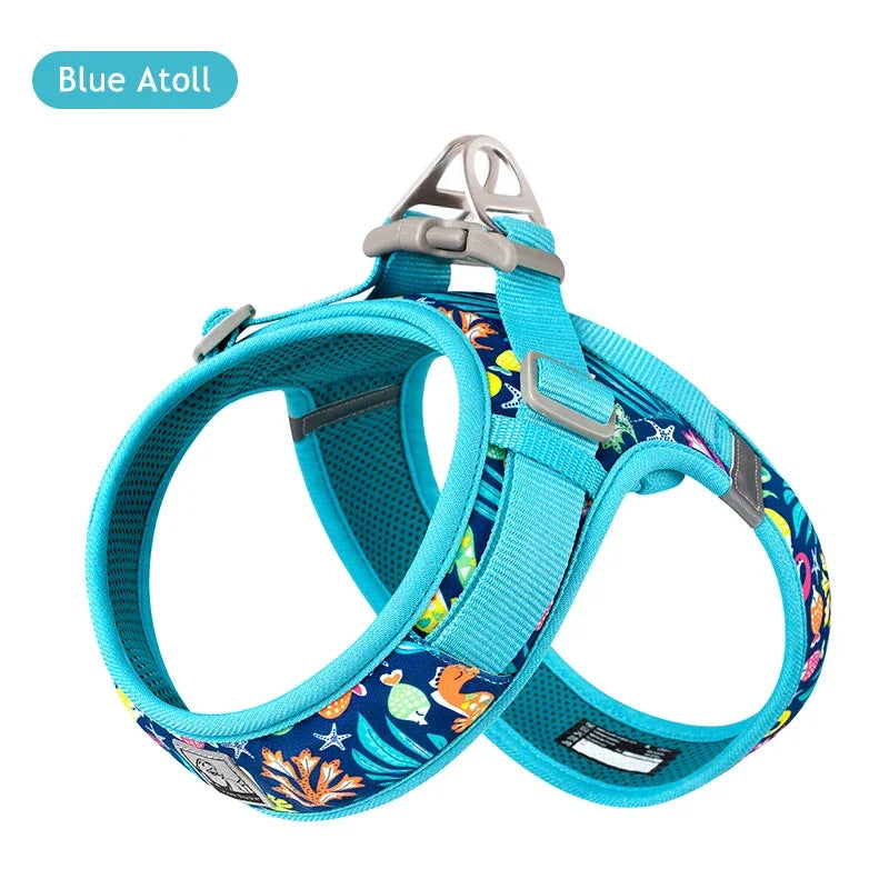 Truelove Floral Printing Mesh Harness for Dogs and Cats Small and Medium Breeds All Weather Adjustable Summer Walking TLH30131 Peaceful Pleasures Health and Wellness Blue Atoll M China Mainland
