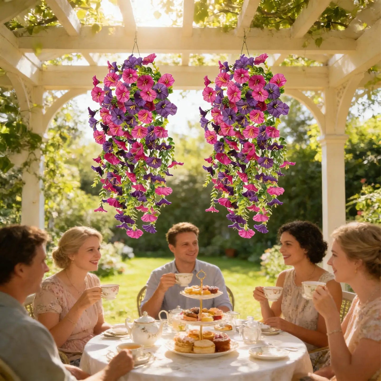 2-Pack UV Resistant Artificial Morning Glory Vines | Outdoor Décor